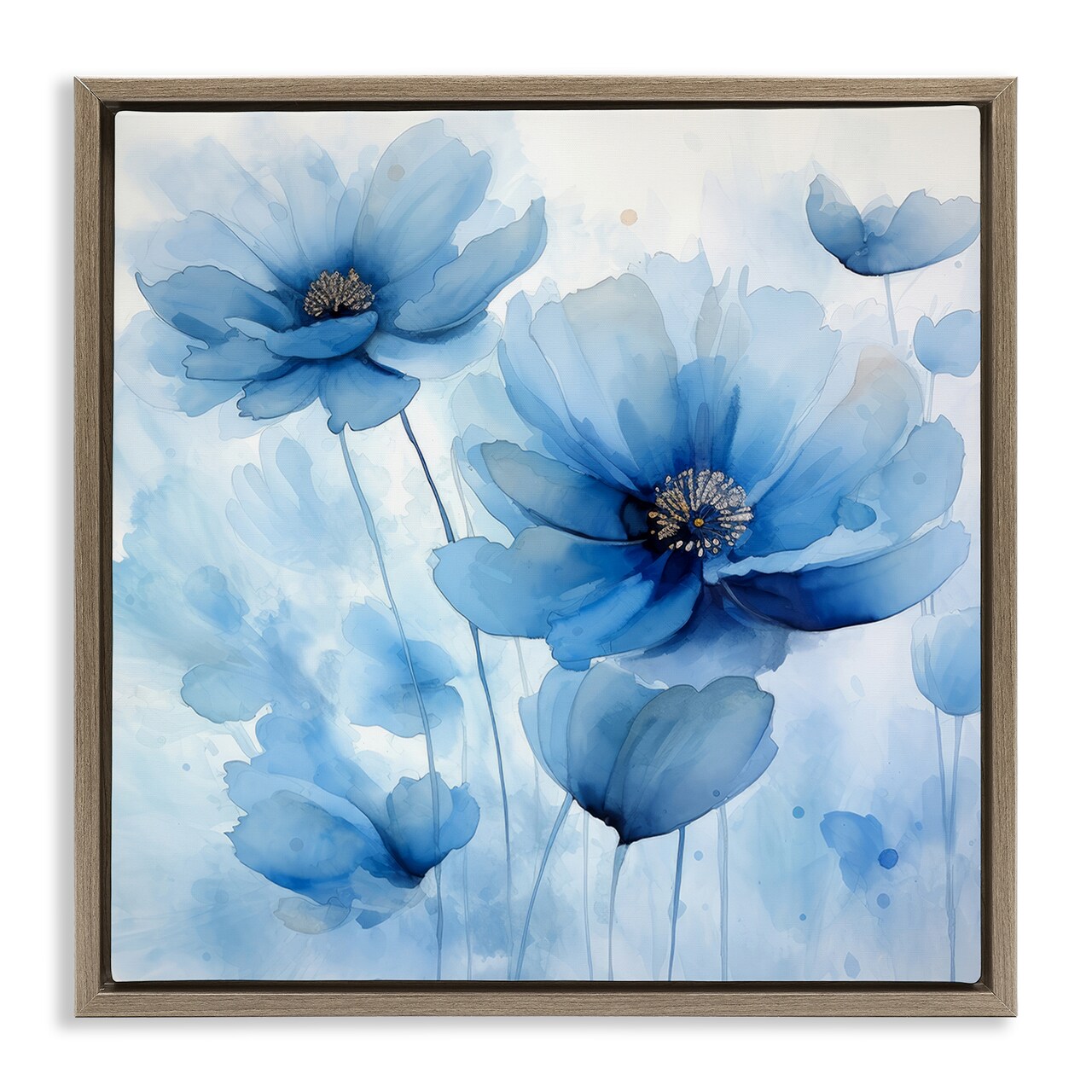 Stupell Industries Mystical Blue Poppies Floater Framed Canvas Wall Art Design by Irena Orlov